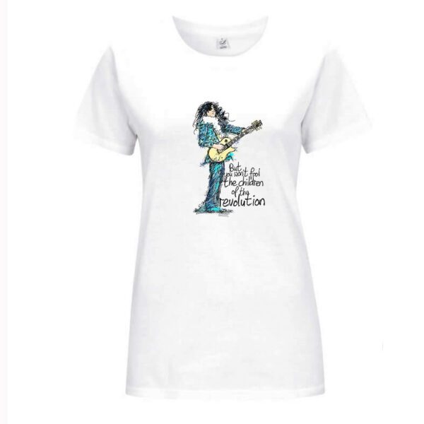 Marc Bolan - T.Rex - Children Of The Revolution - Female - Small  - T Shirt  - White - Coloured Image